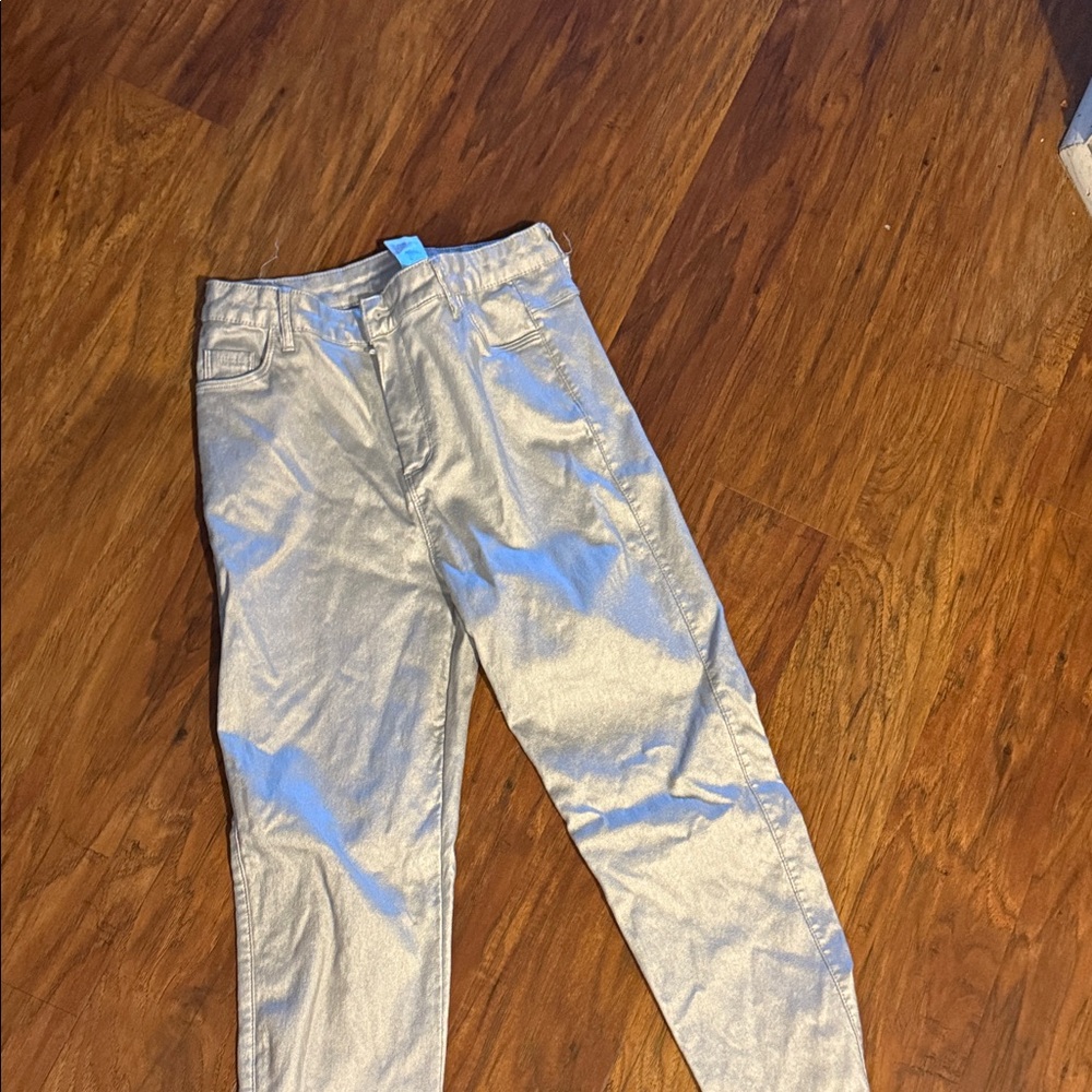 SHEIN Women's Skinny Jeans in Shimmering Silver